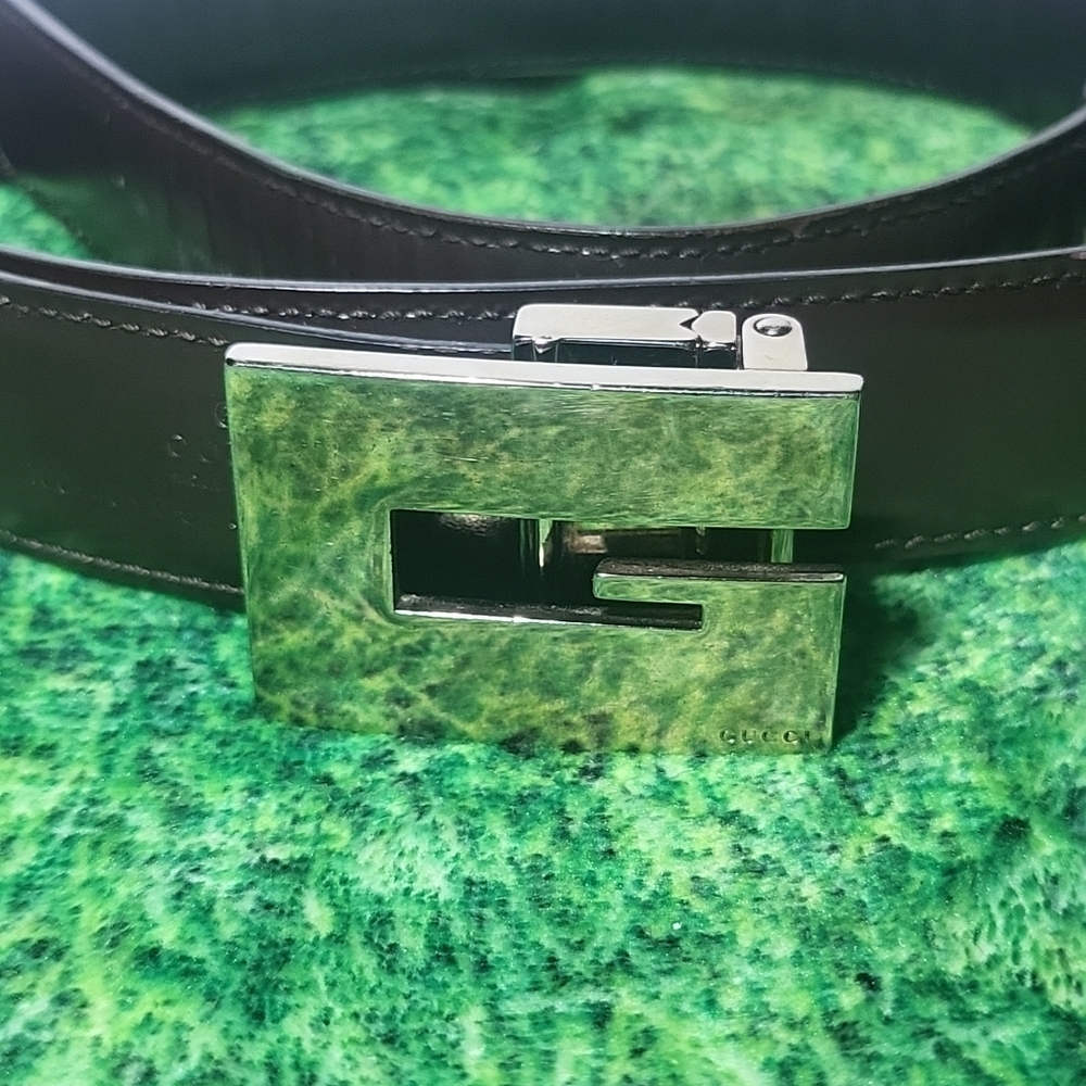 Gucci Dark Brown Leather Belt with Silver Buckle - Picture 2 of 7